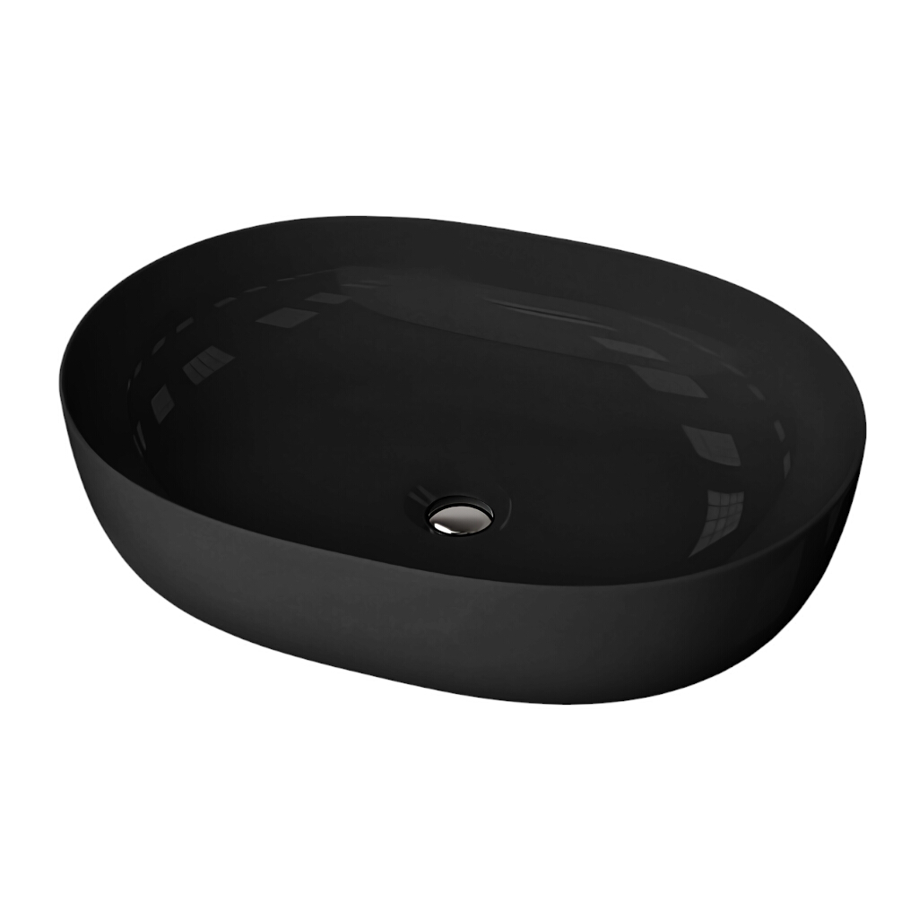 Aufsatzwaschbecken BLAS BLACK – halbovale Eleganz in Schwarz
