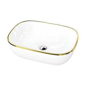 Aufsatzwaschbecken Costa Gold Line – rechteckig mit goldenem Slim-Rand - Hauptbild