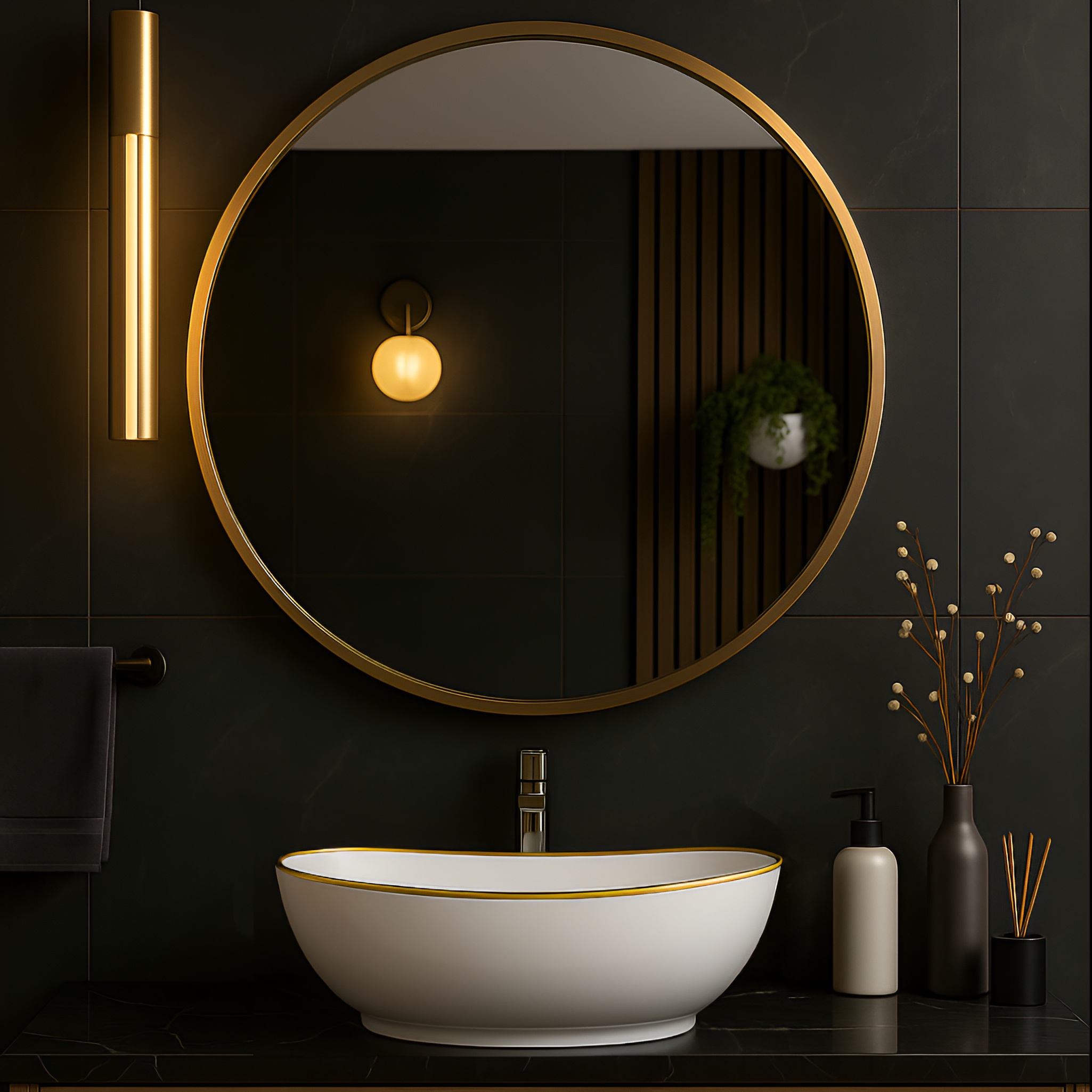 Aufsatzwaschbecken Fresa Gold Line mit goldener Akzentlinie