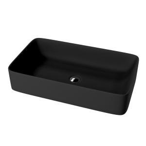 Aufsatzwaschbecken Pasana Black – rechteckig, tiefschwarz, Loft-Stil - Hauptbild