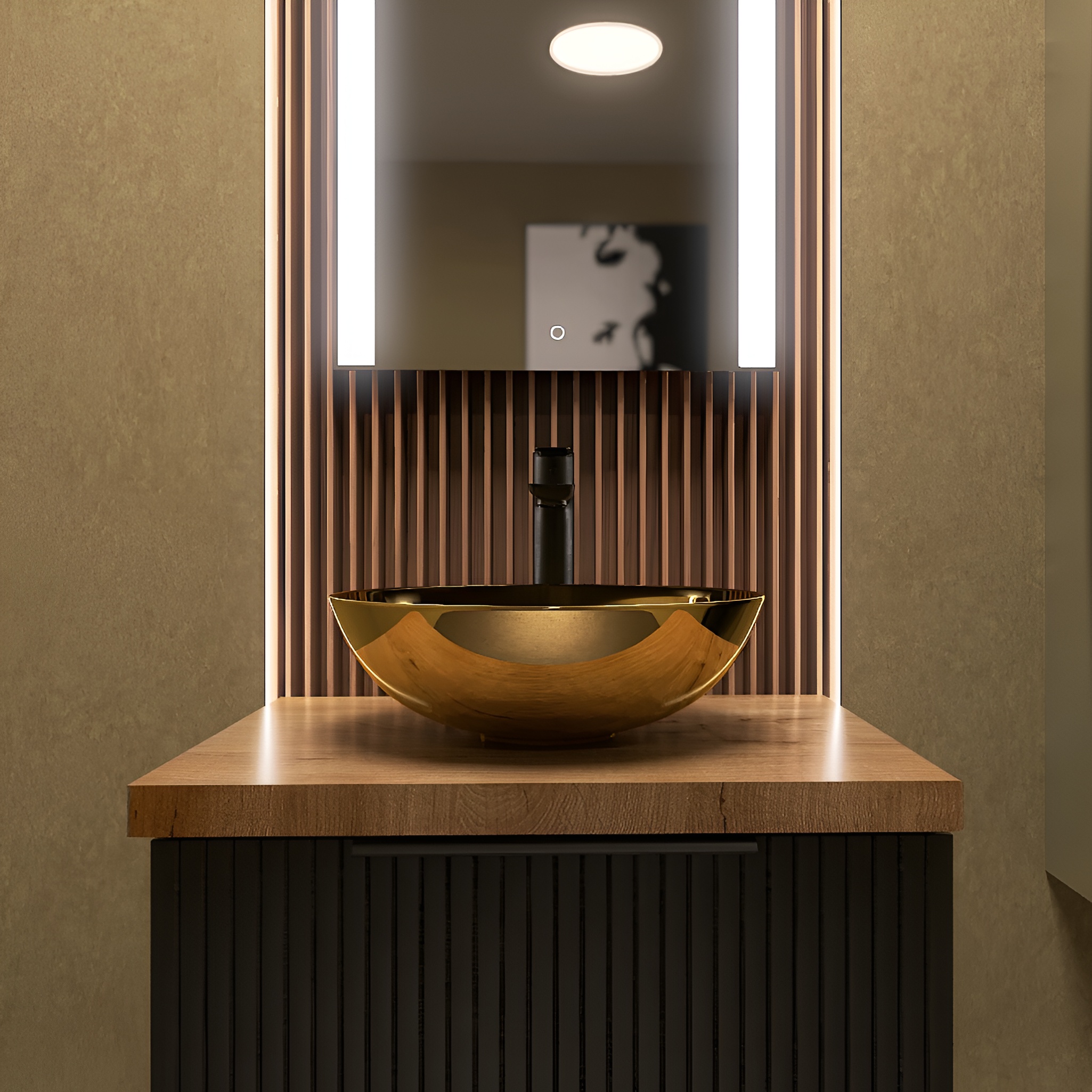 ROSA GOLD Aufsatzwaschbecken – rundes Design in edlem Gold