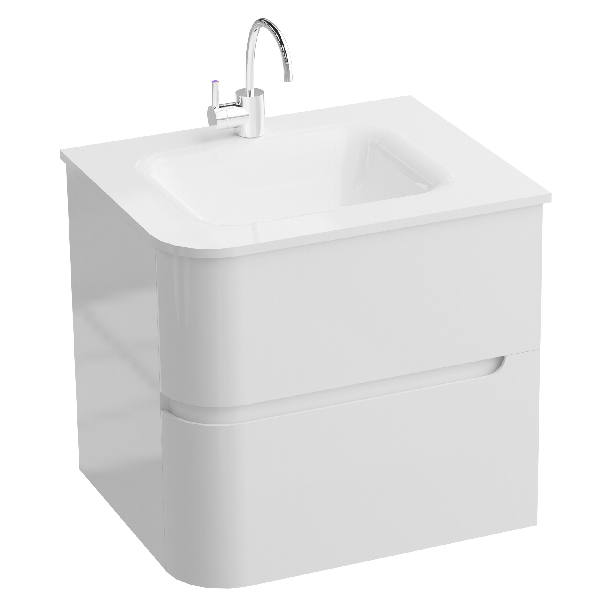 Badezimmer-Hängeschrank Atlanta White 600 mit Glaswaschbecken
