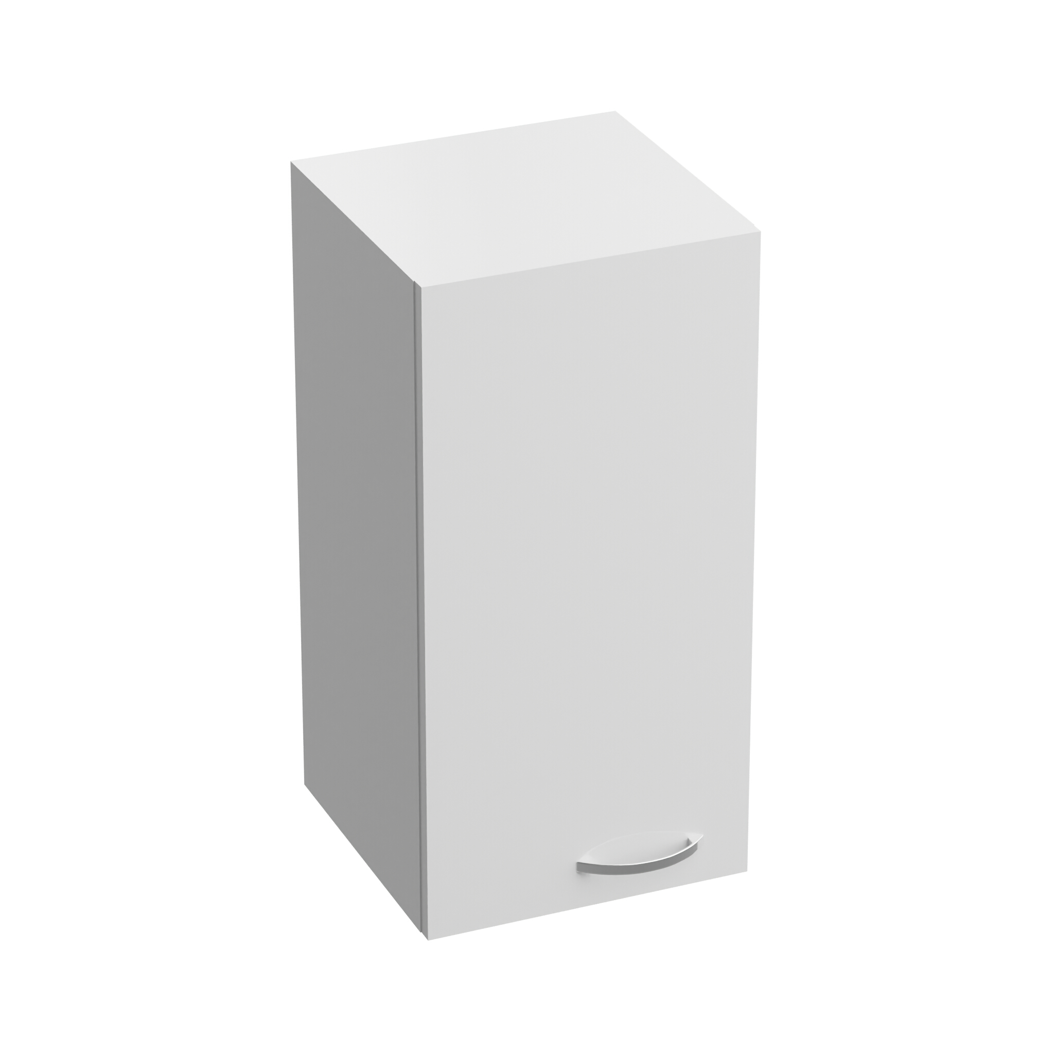 BASIC BARATO Wandhängeschrank 30 cm – Weiß mit silbernen Griffen