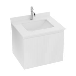 Wandhängender Waschtischunterschrank mit Sinterkeramik-Platte und Keramik-Einbauwaschbecken Irvine White 600, 60 cm, Weiß - Hauptbild