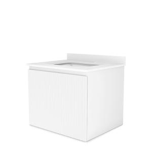 Wandhängender Waschtischunterschrank mit Sinterkeramik-Platte und Keramik-Einbauwaschbecken Irvine White 600, 60 cm, Weiß - Zusatzbild