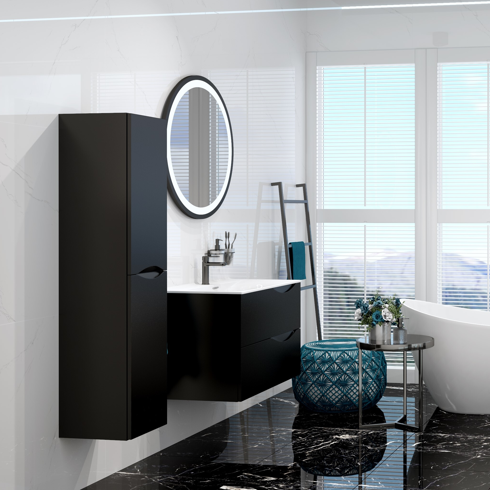 Hängeschrank KOLORADO Schwarz Matt 80 cm