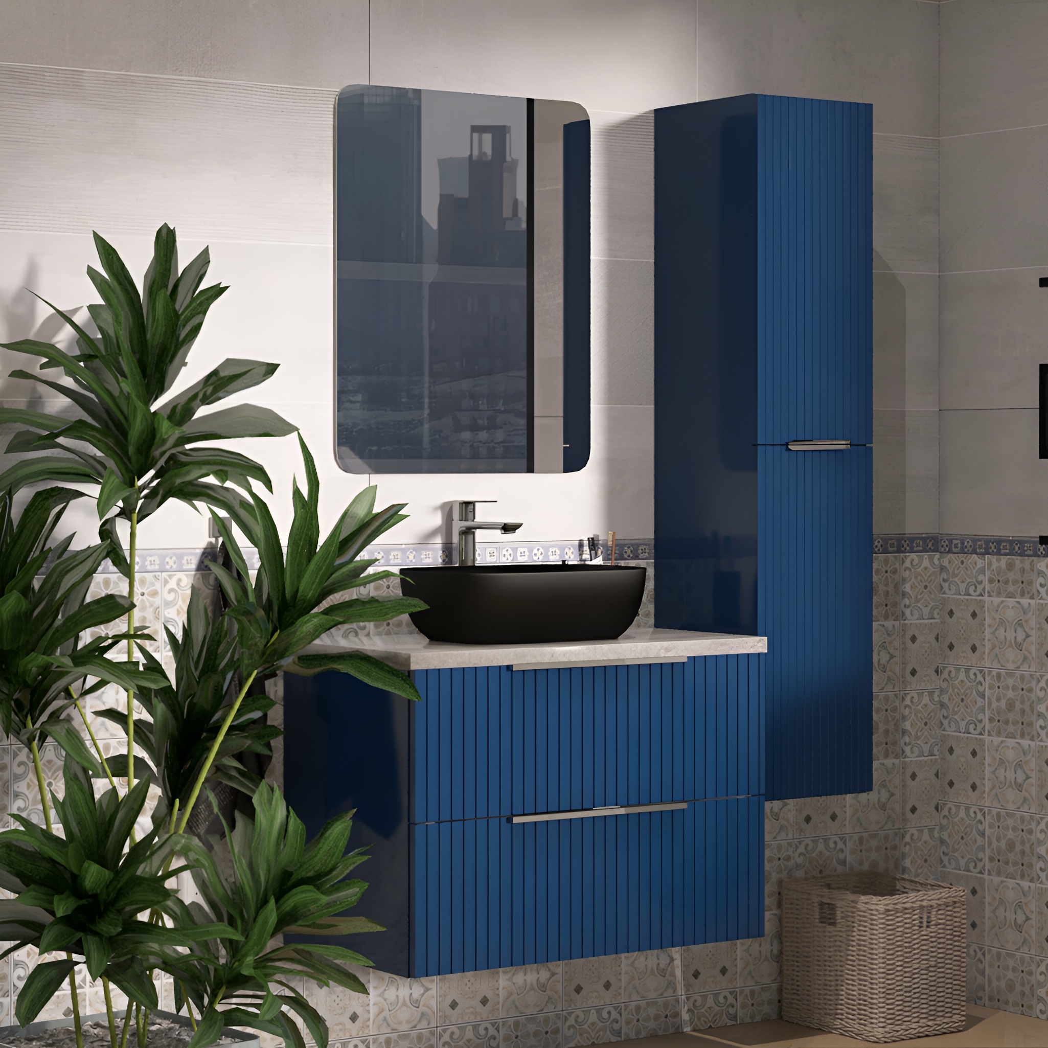 Hängender Badhochschrank Oklahoma Blue 300