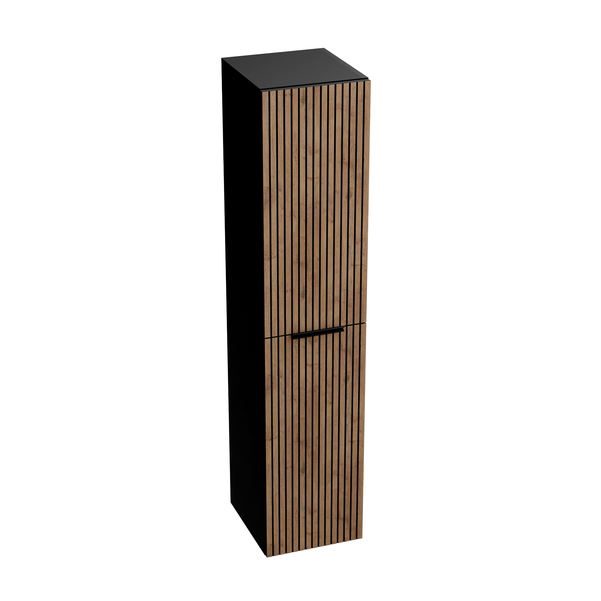 Hängender Bad-Hochschrank Oklahoma Wood 300 – Holzoptik mit Lamellen