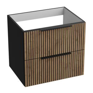 Hängeschrank Oklahoma Wood Black 60 – Badschrank in Mattschwarz mit Holzoptik - Hauptbild