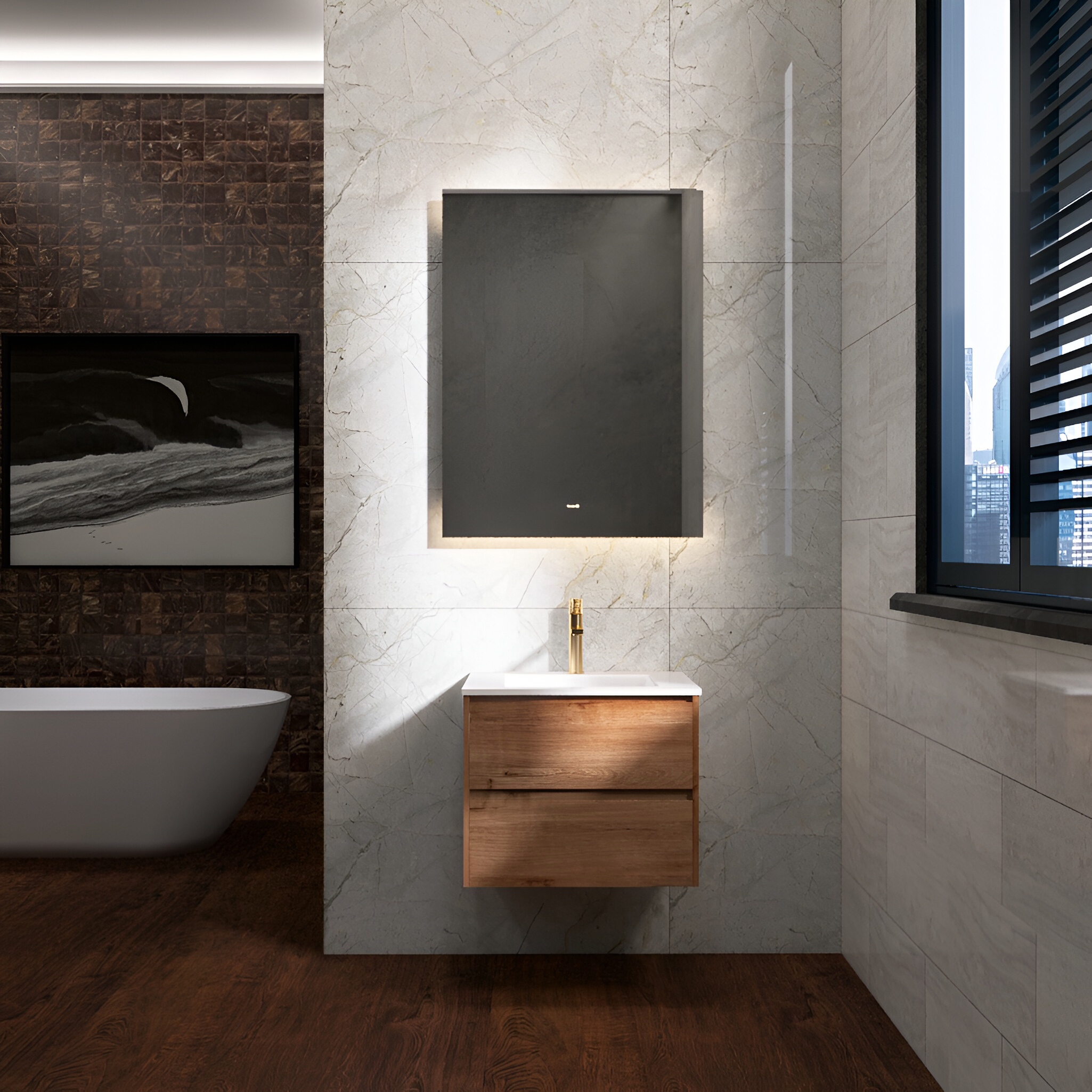 Bad-H&auml;ngeschrank DSM Tulsa Wood 600 &ndash; elegante Wandl&ouml;sung f&uuml;r mehr Stauraum
