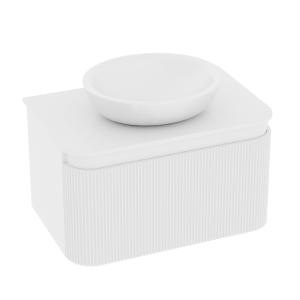 Hängender Waschtischunterschrank Vermont White 800 mit Lamellenfront und Platte - Hauptbild