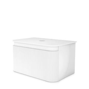 Hängender Waschtischunterschrank Vermont White 800 mit Lamellenfront und Platte - Zusatzbild