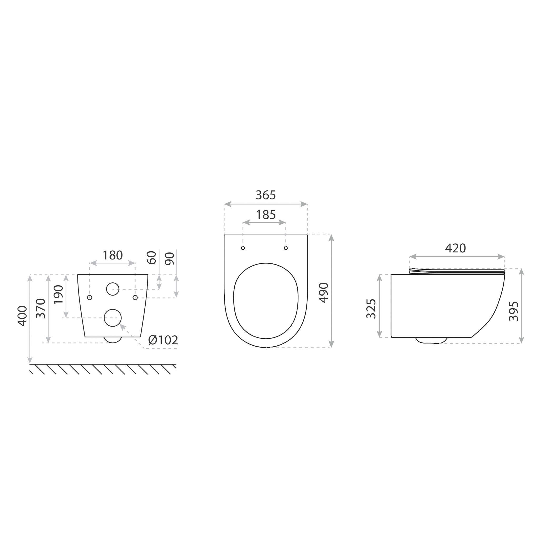 Wand-WC Sinto Grey 3.0 – mattgrau mit Vortex-Wirbelspülung