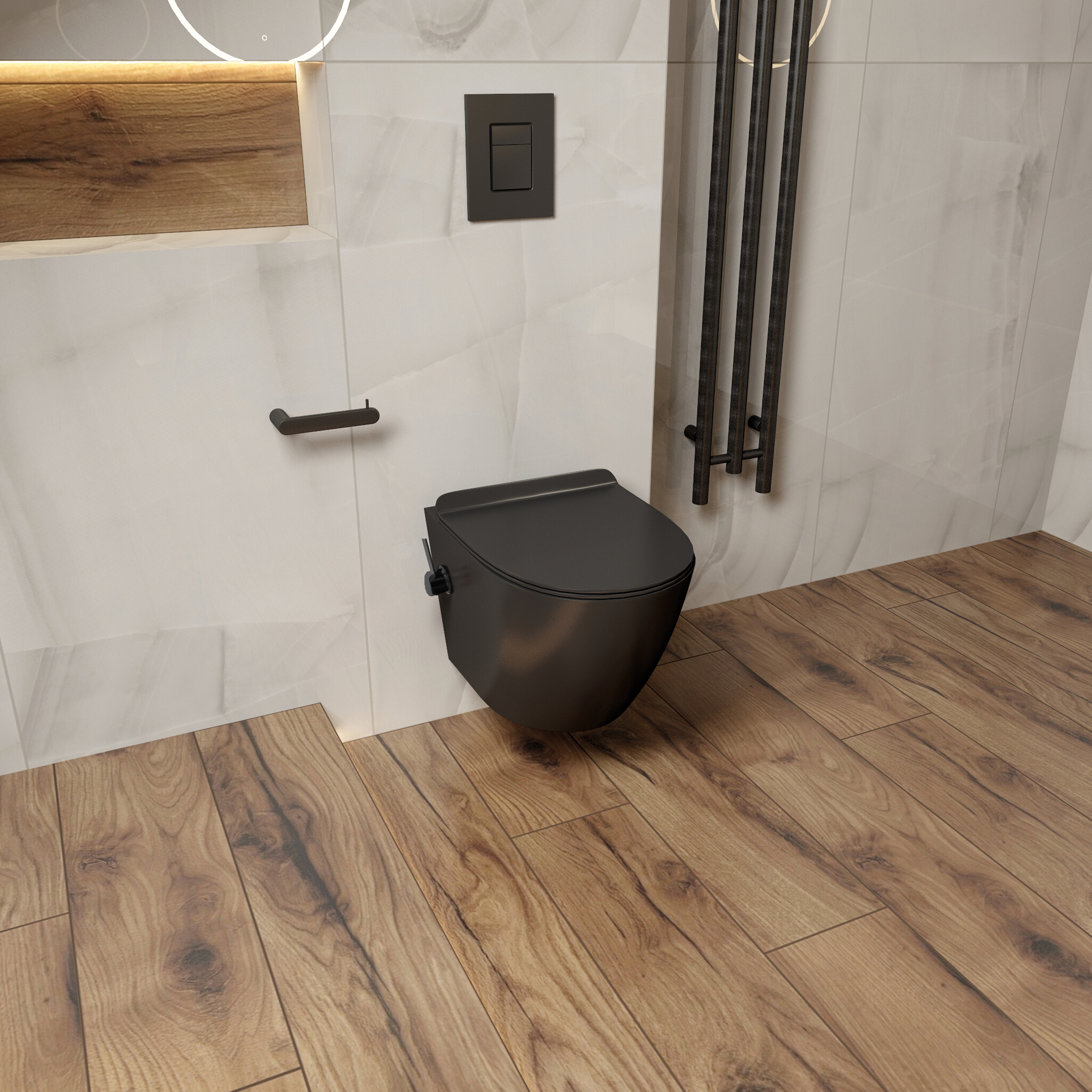 Wandh&auml;ngendes WC Salto Black 3.0 mit integrierter Bidetfunktion &ndash; matt schwarz