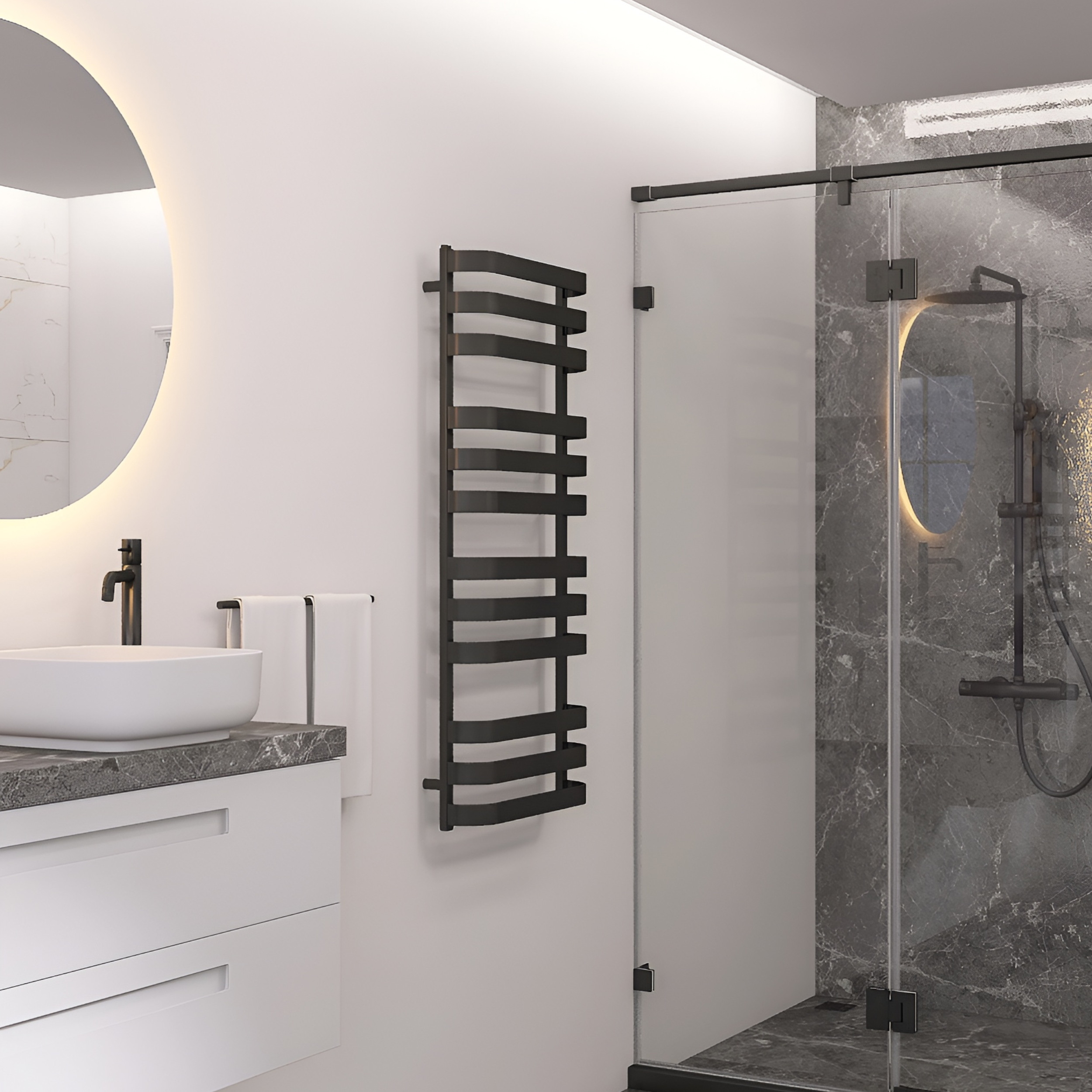 Badheizkörper Scala Black 1265 – schwarzer Design-Heizkörper für Handtücher