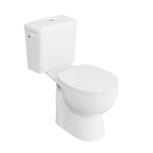 Kompakt-WC CETO-ECO – runde Form, glänzend weiß, senkrechter Abgang - Hauptbild