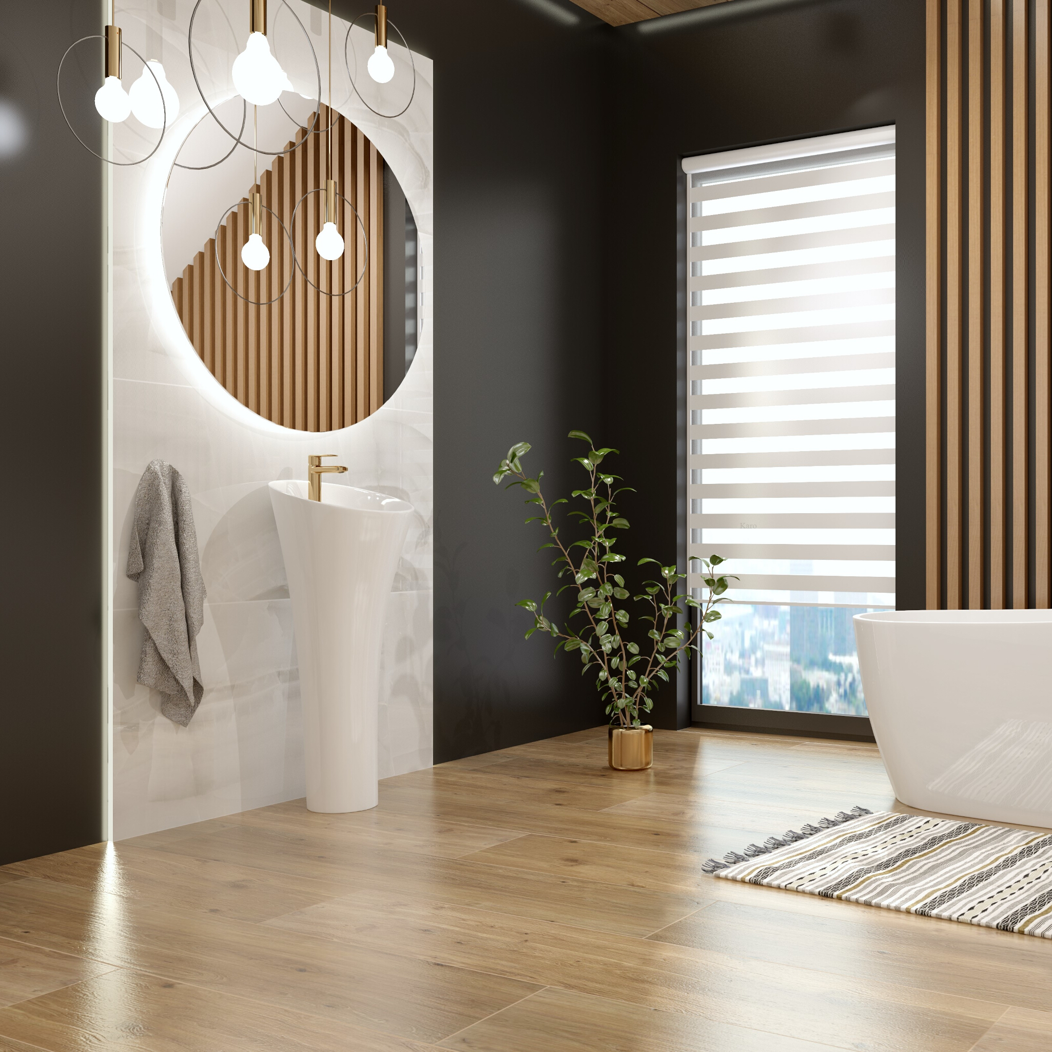 Runder LED-Wandspiegel AURA 100 – zeitloses Design, IP44, Touch-Schalter