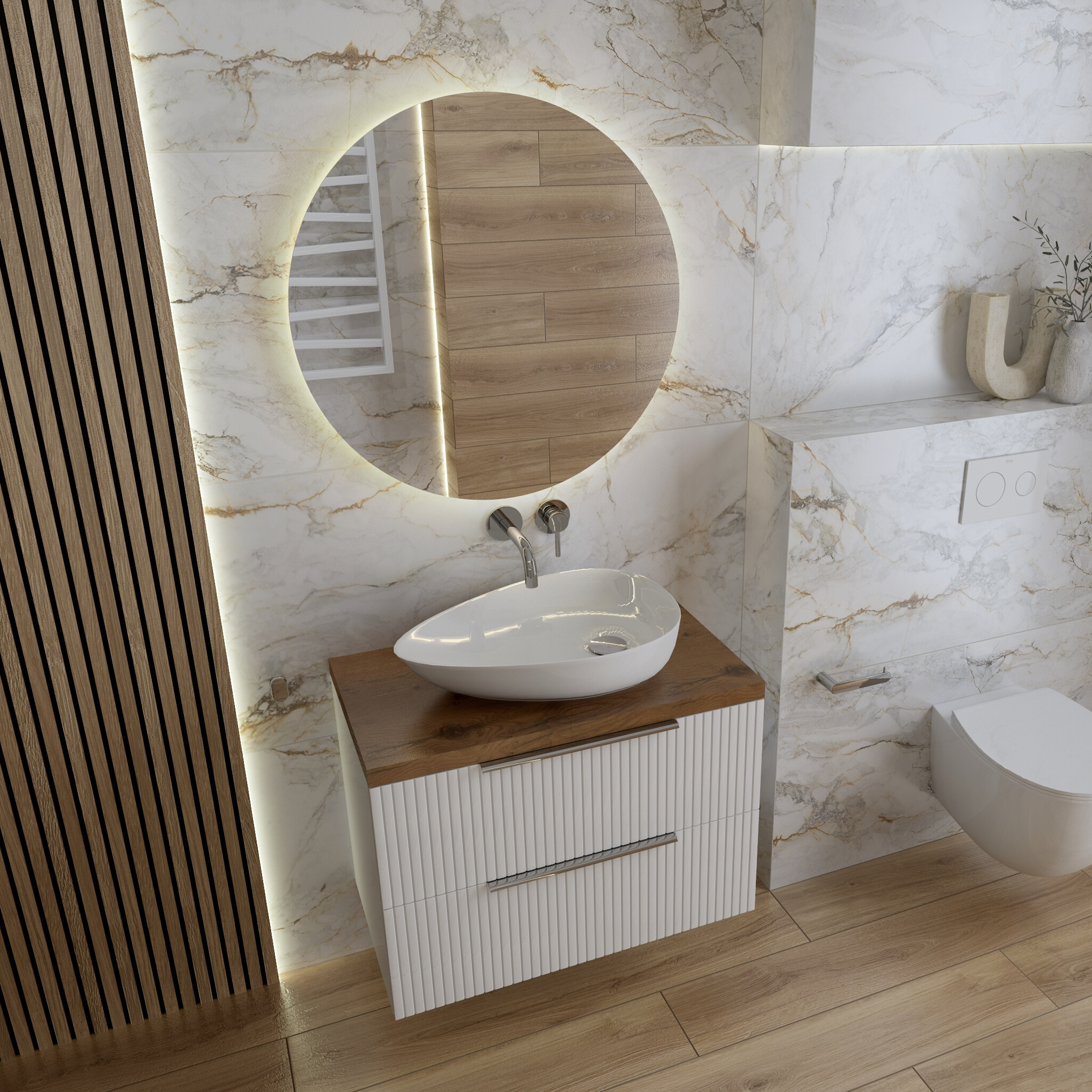 LED-Badspiegel Kiane 80 – rund