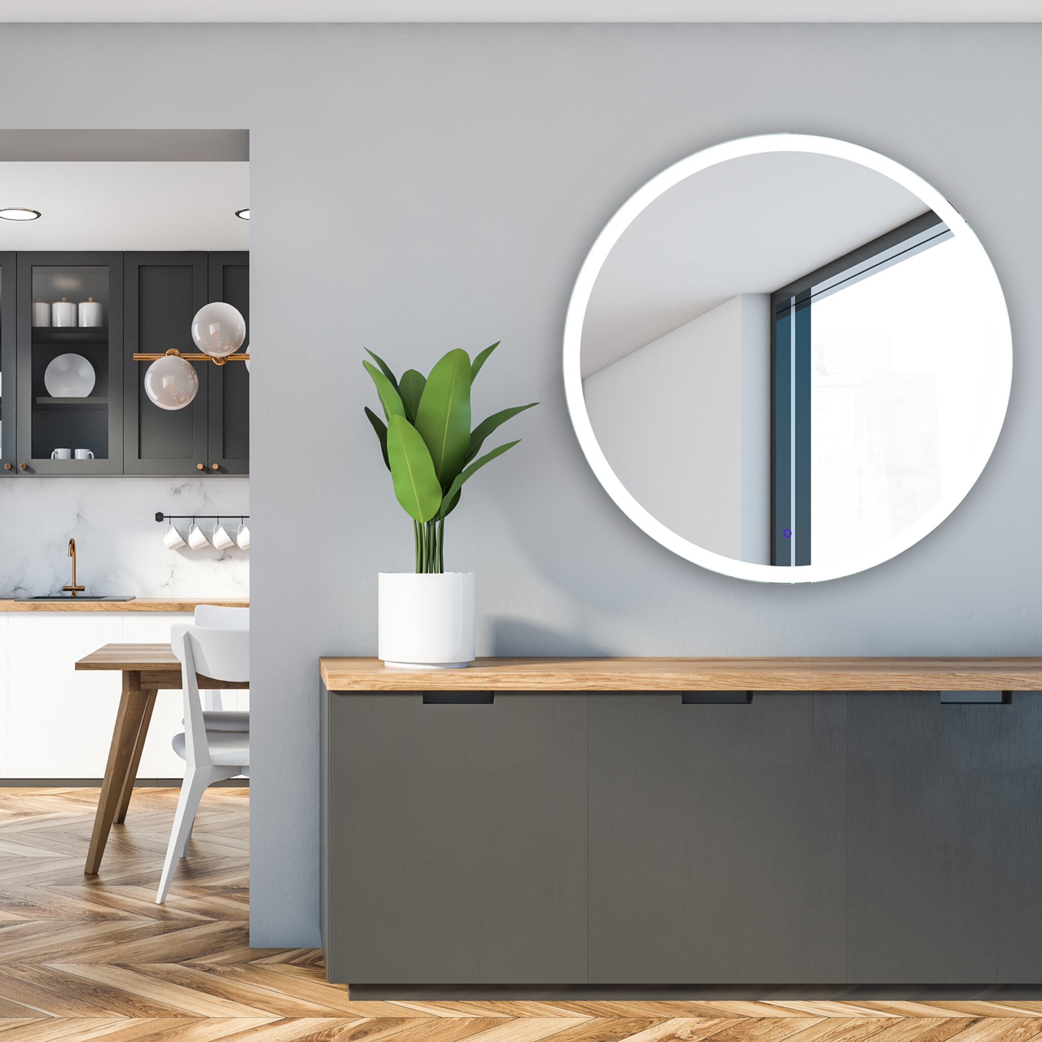 Wandspiegel LOTIS 80 – rund, mit LED-Beleuchtung