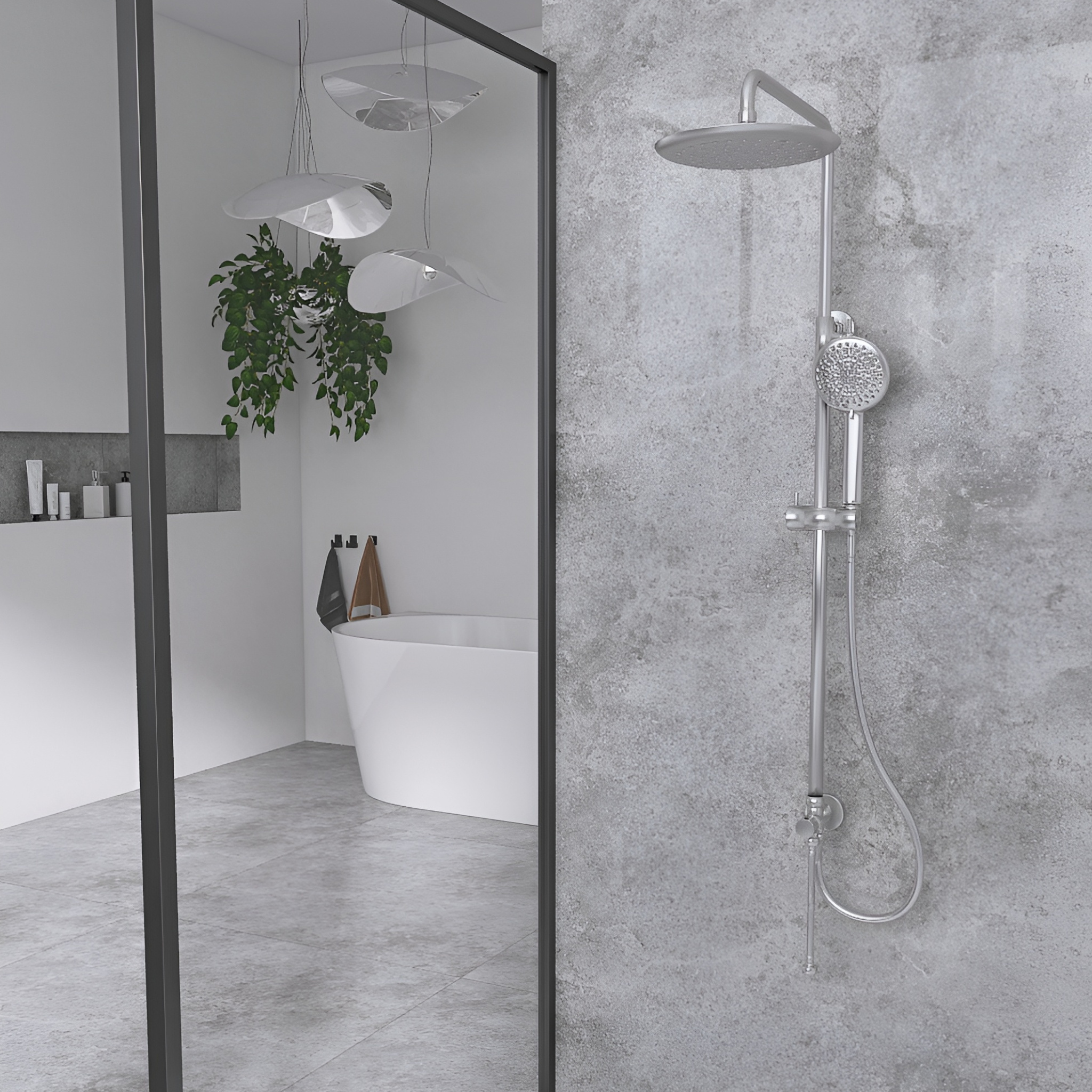 Aufputz-Duschset mit Regendusche ohne Mischbatterie – Orion Chrome