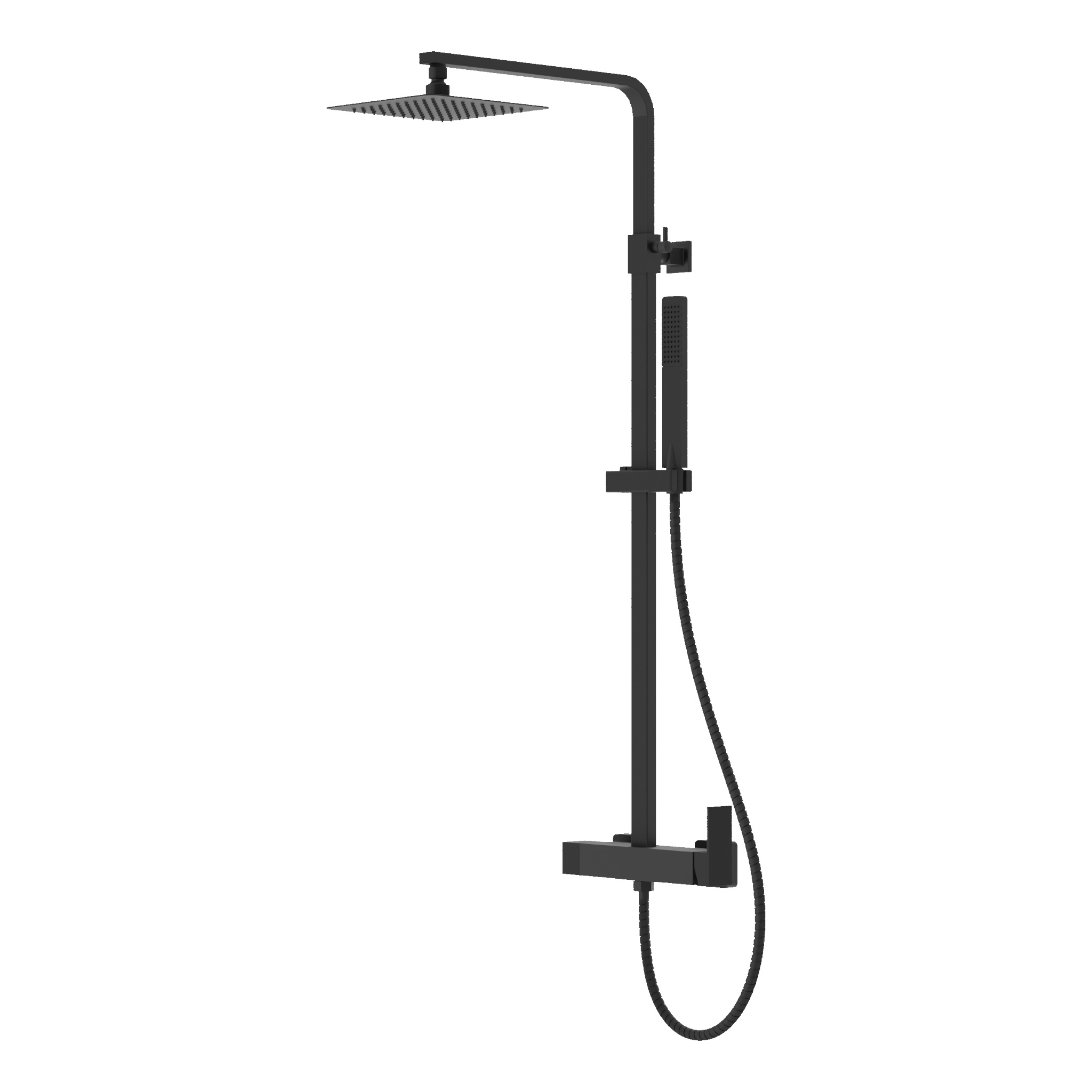 Aquila Matt Black Aufputz-Duschsystem mit Regendusche
