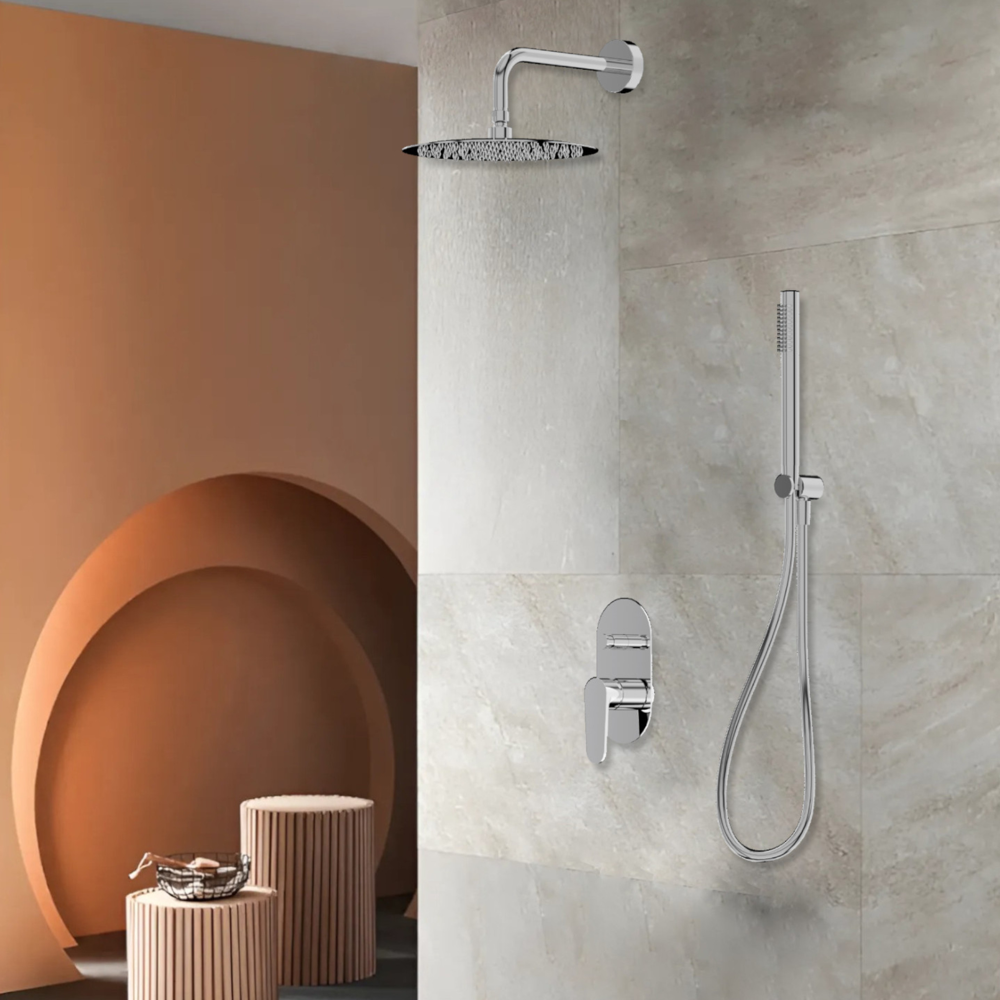 Unterputz-Duschsystem Cetus Chrome mit Regenbrause