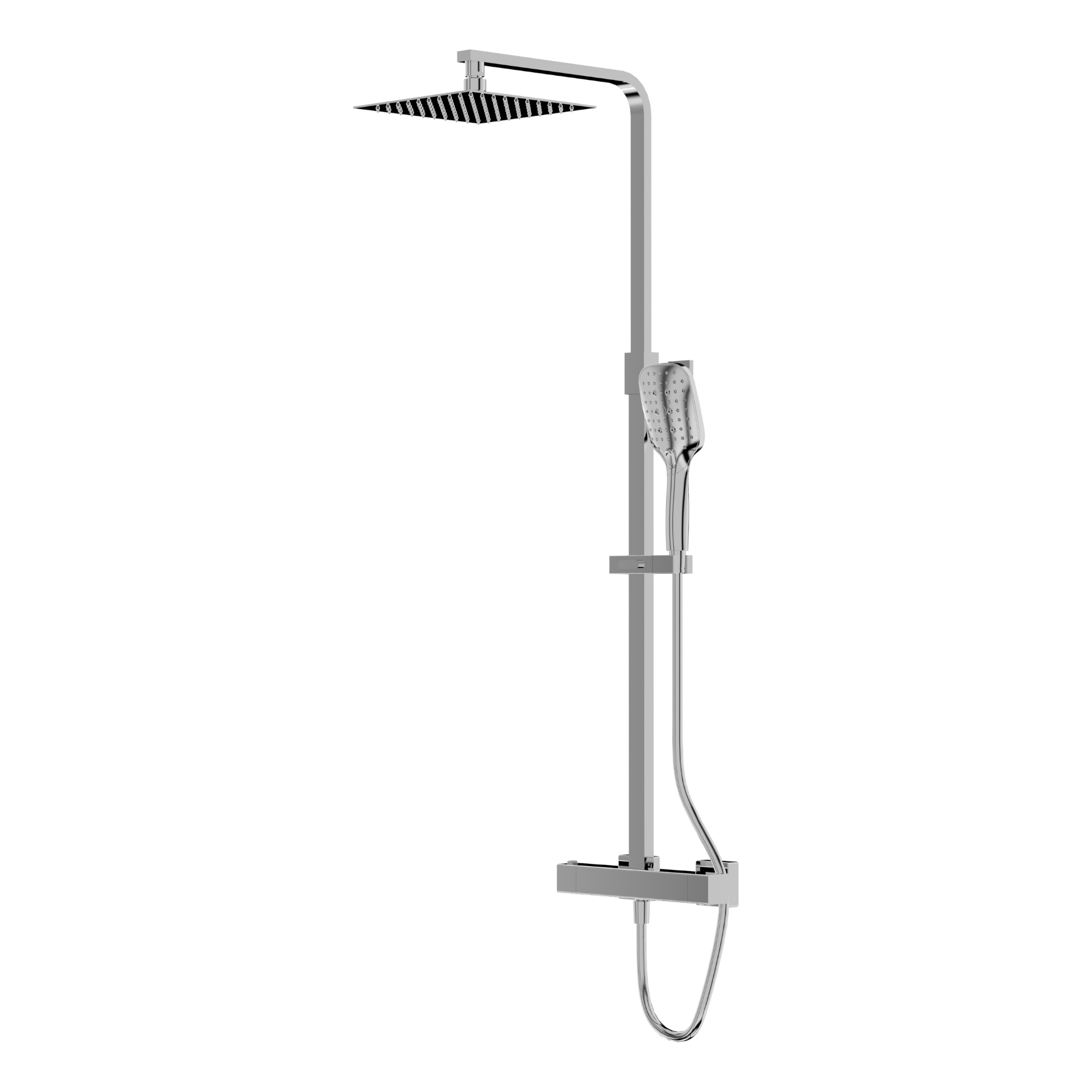 Aufputz-Duschsystem Cetus Chrome mit Thermostat und Regenbrause