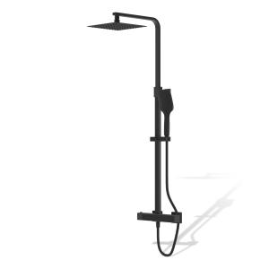 Aufputz-Duschsystem mit Thermostat und Regenbrause Cetus Matt Black - Zusatzbild