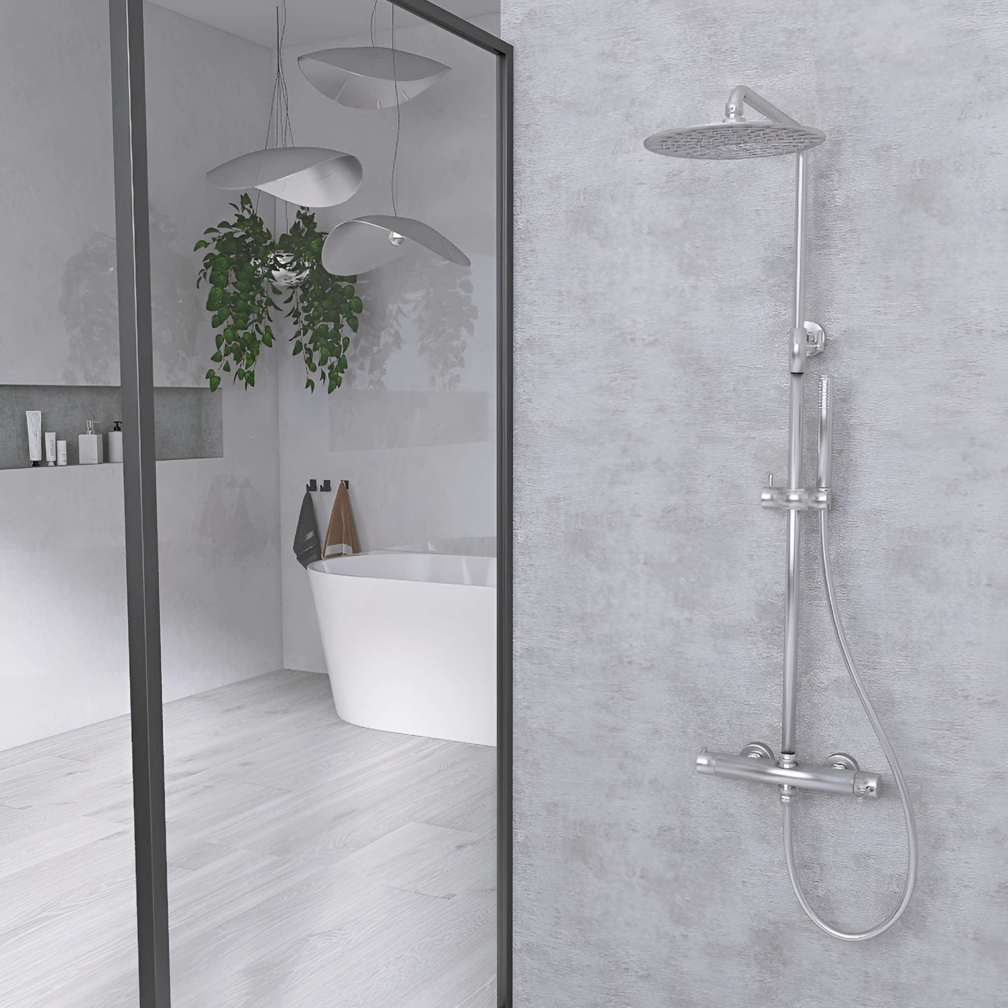 Aufputz-Duschsystem Orion Chrome mit Rainshower in Chrom