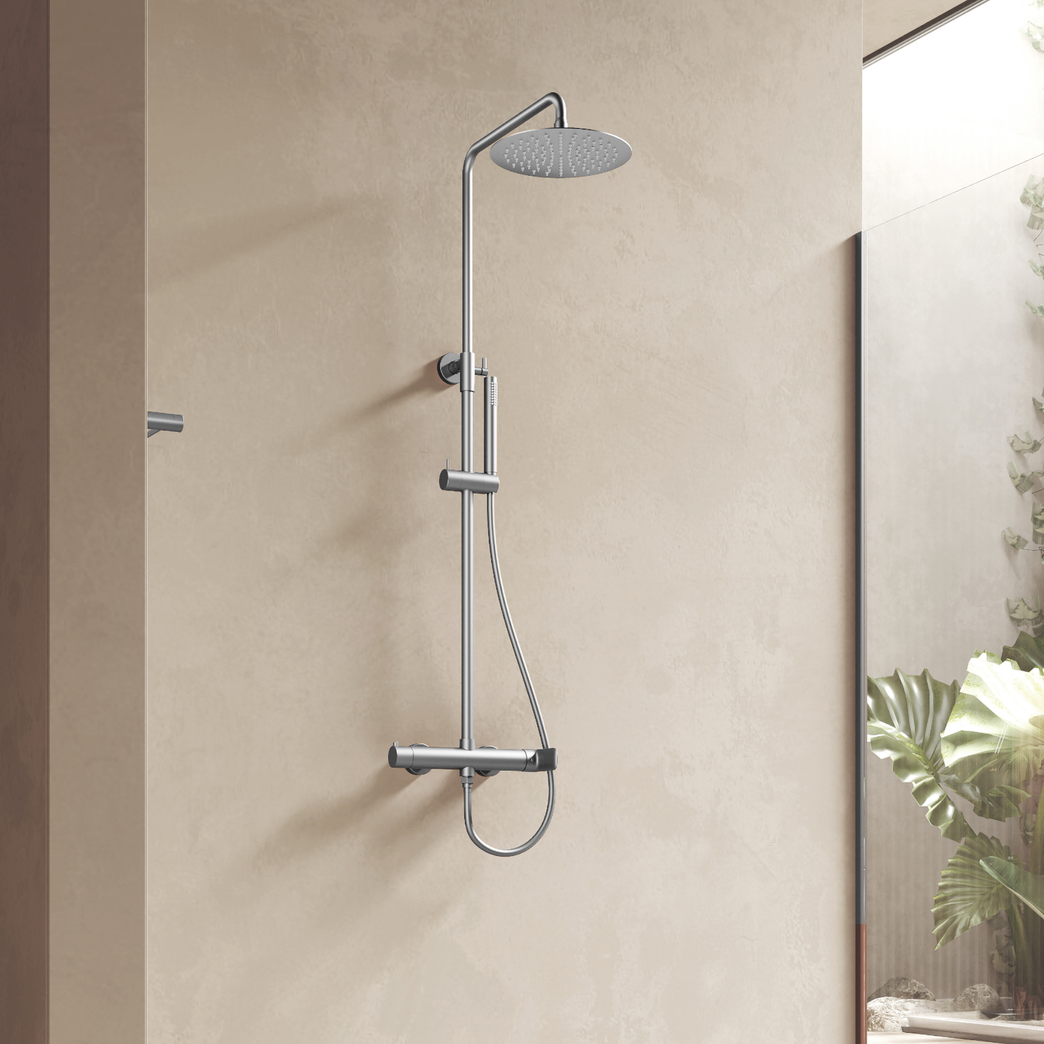 Aufputz-Duschsystem mit Regendusche Spark Chrome