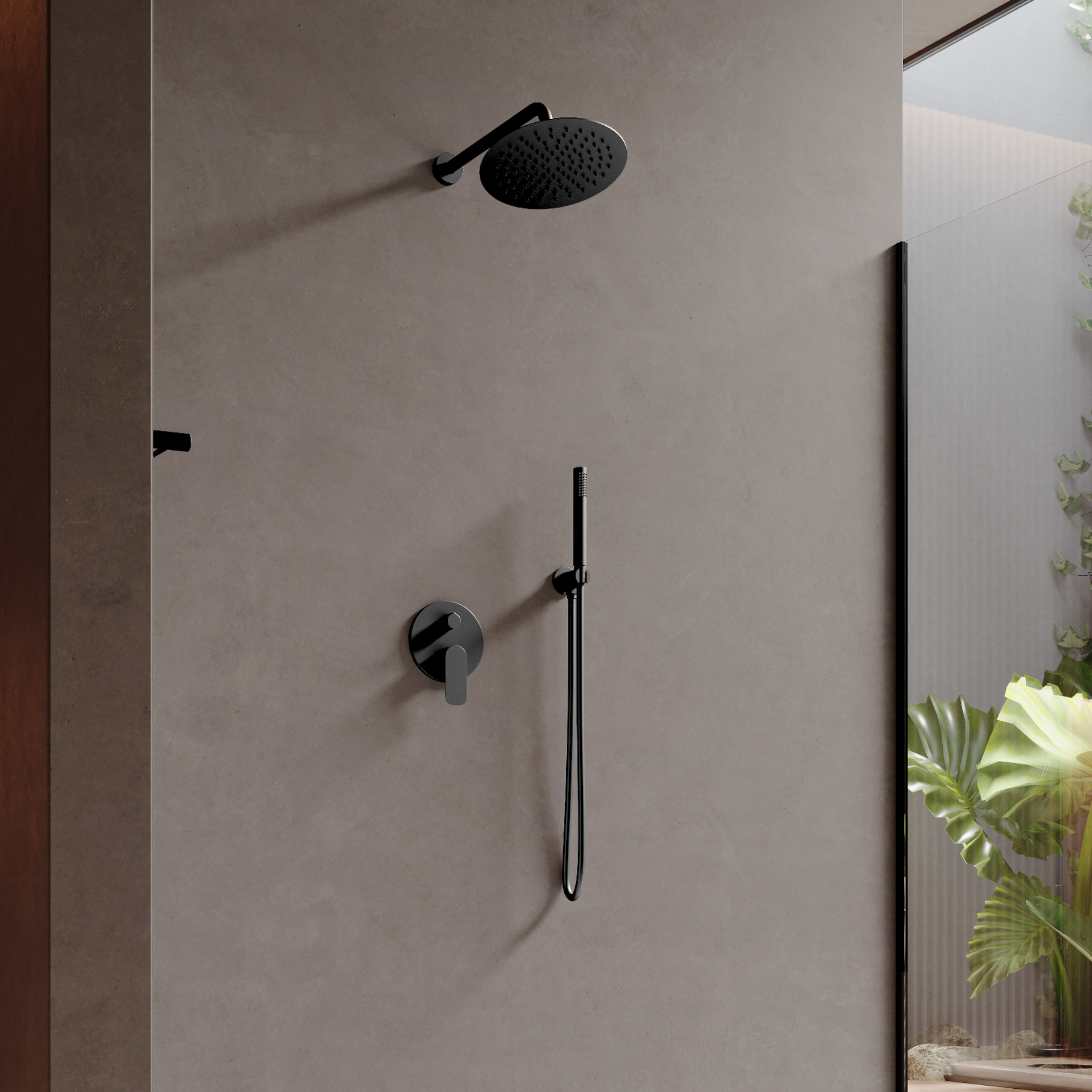 Unterputz-Duschsystem Spark mit Regendusche, Mattschwarz