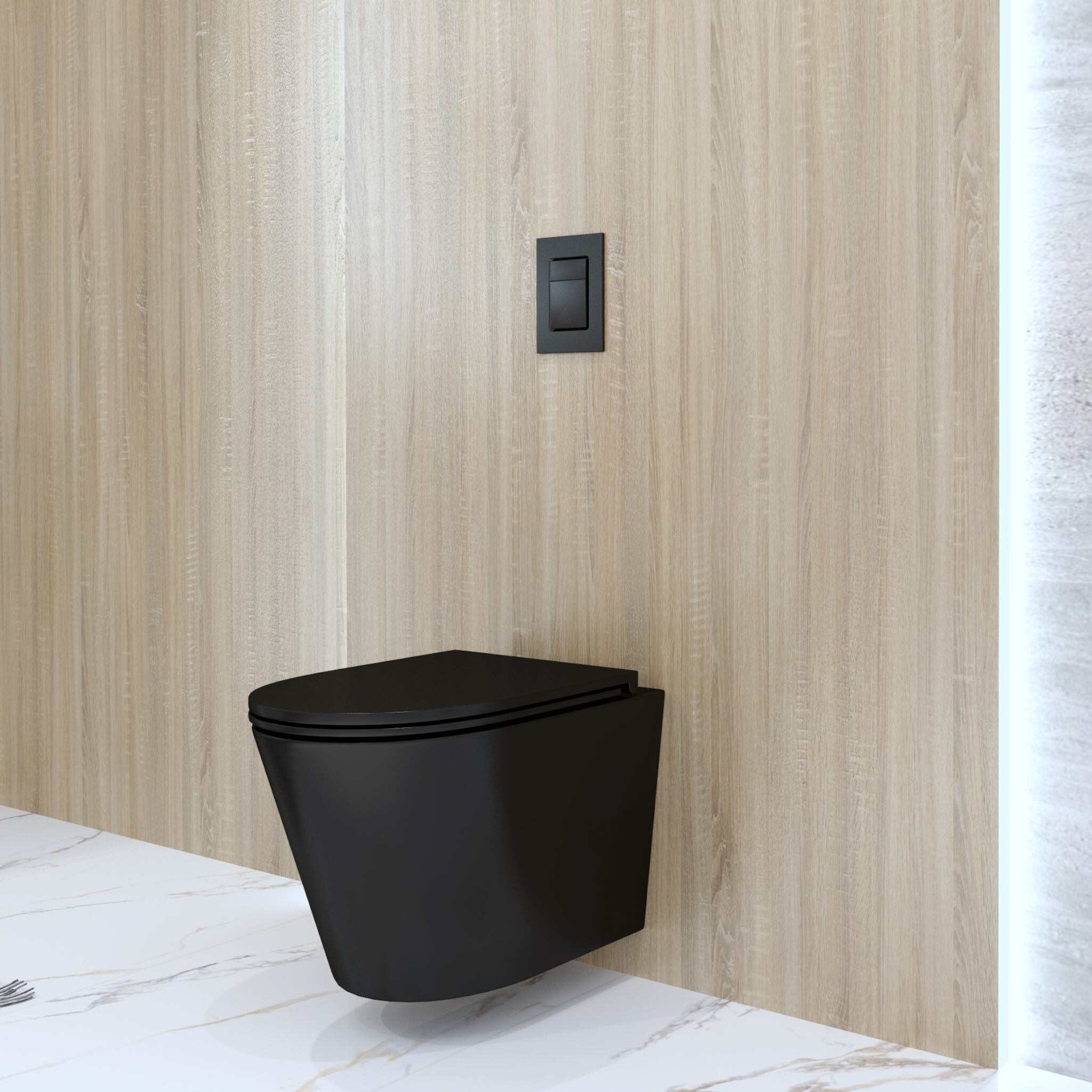 Wand-WC GALVE BLACK – matt schwarz, randlos, mit Slim-Soft-Close-Sitz