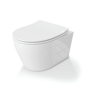 Wand-WC PRAIA – randlos, weiß, mit Slim-SoftClose-Sitz - Zusatzbild